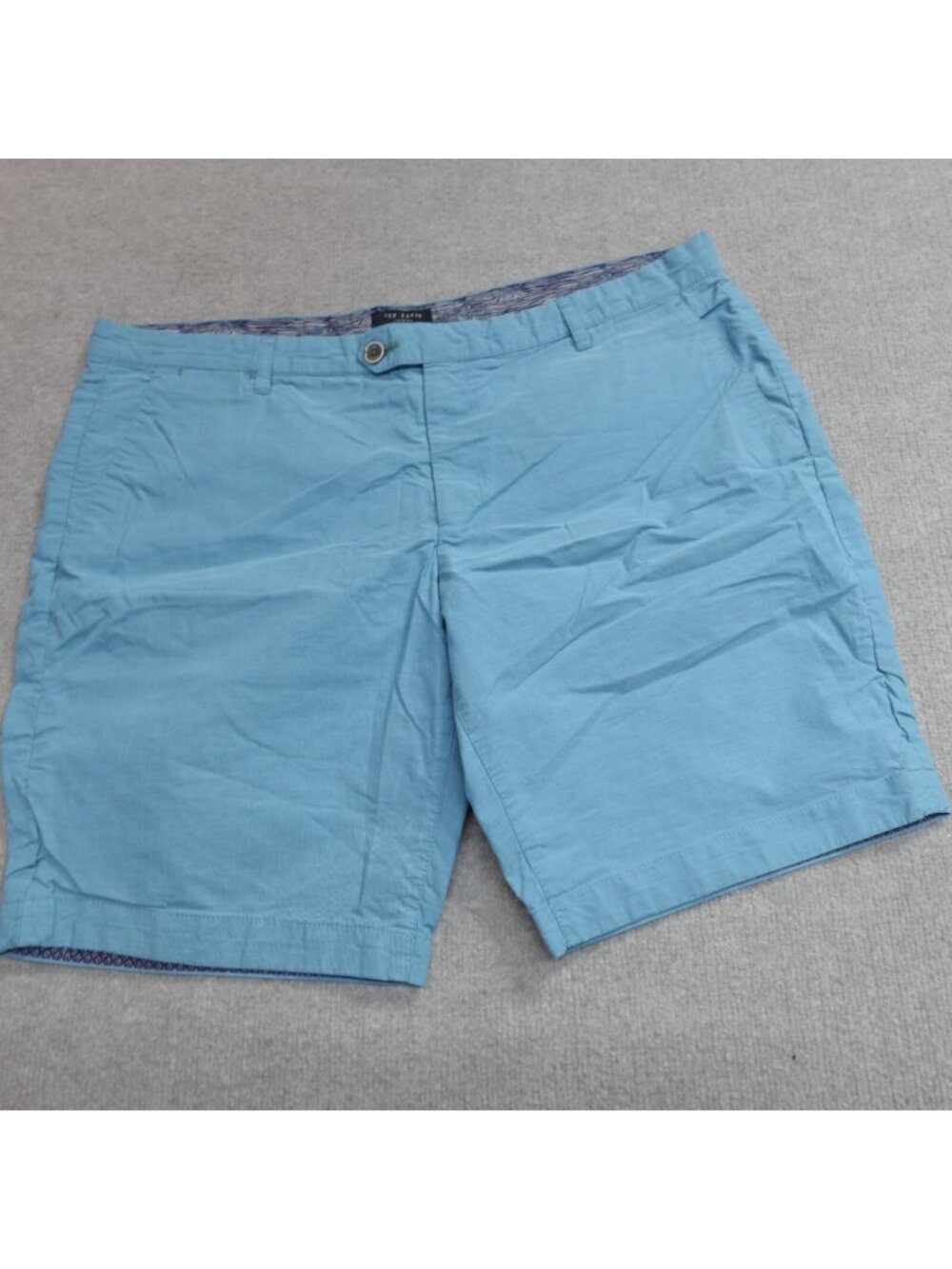 Ted Baker Mens Shorts 40 Blue Solid Cotton Chino 9"